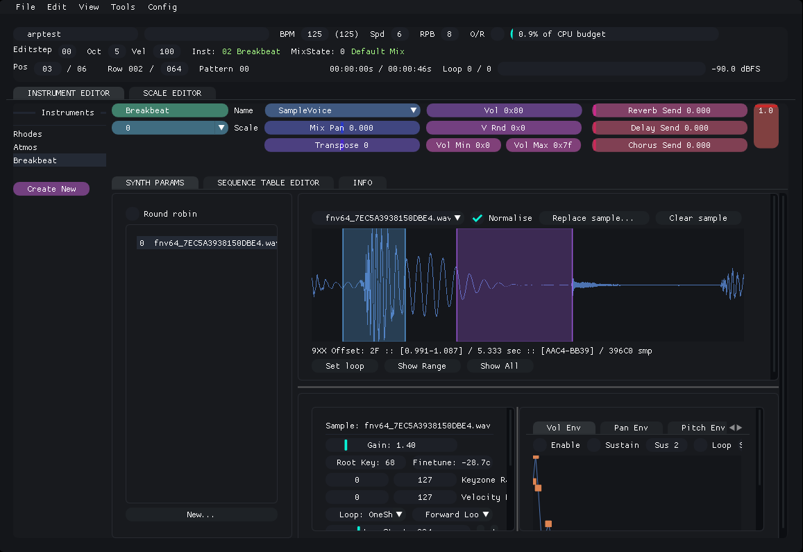 Metron Tracker's multisample instrument editor